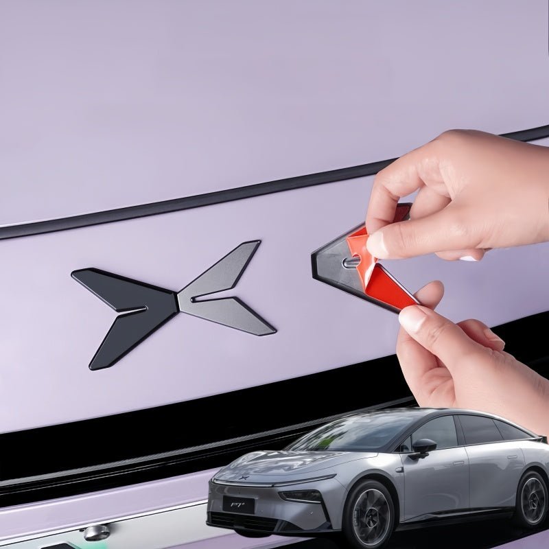 Gloss Black Alloy Badge Overlay Stickers for 2026 Xpeng P7+