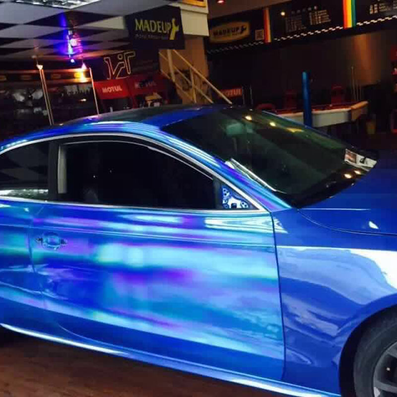 Blue Holographic Car Wrap Chrome