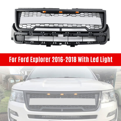 16-17 Explorer Bumper Ford Grill With Lights Front Upper Grille Replacement
