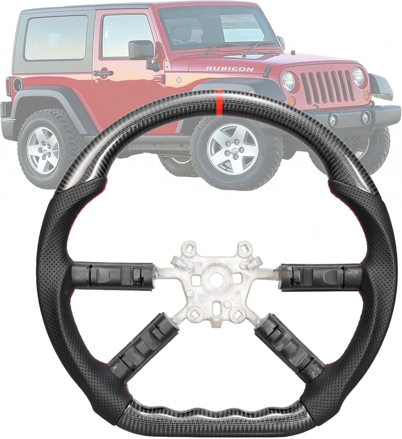 Steering Wheel for 2007-2024 Jeep Wrangler JK Sport/Sahara/Rubicon (2-Door & 4-Door)