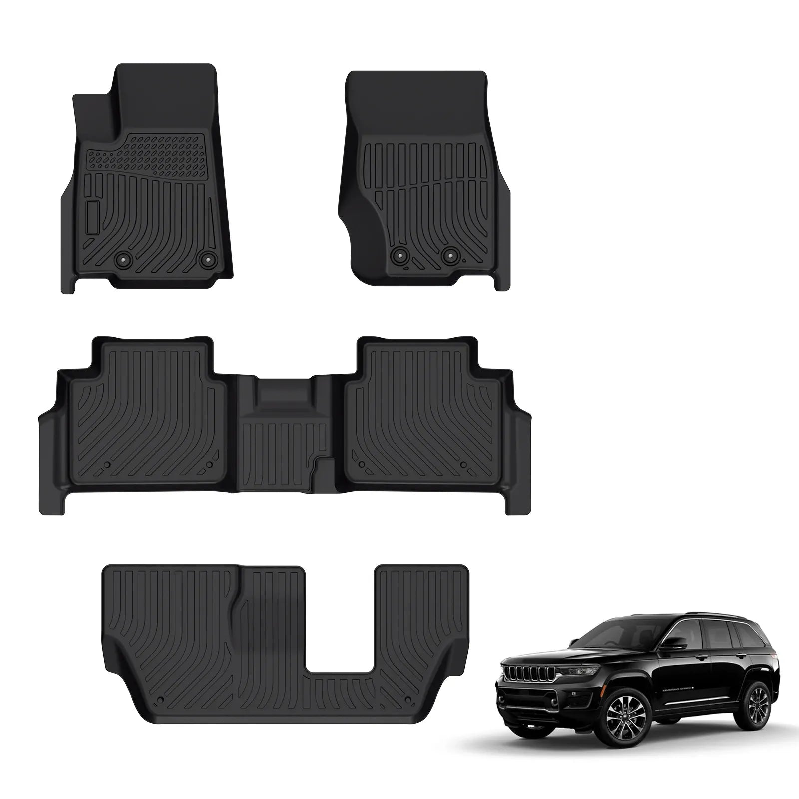 Custom 3D TPE All-Weather Floor Mats for 2021-2025 Jeep Grand Cherokee L (7 Seats)