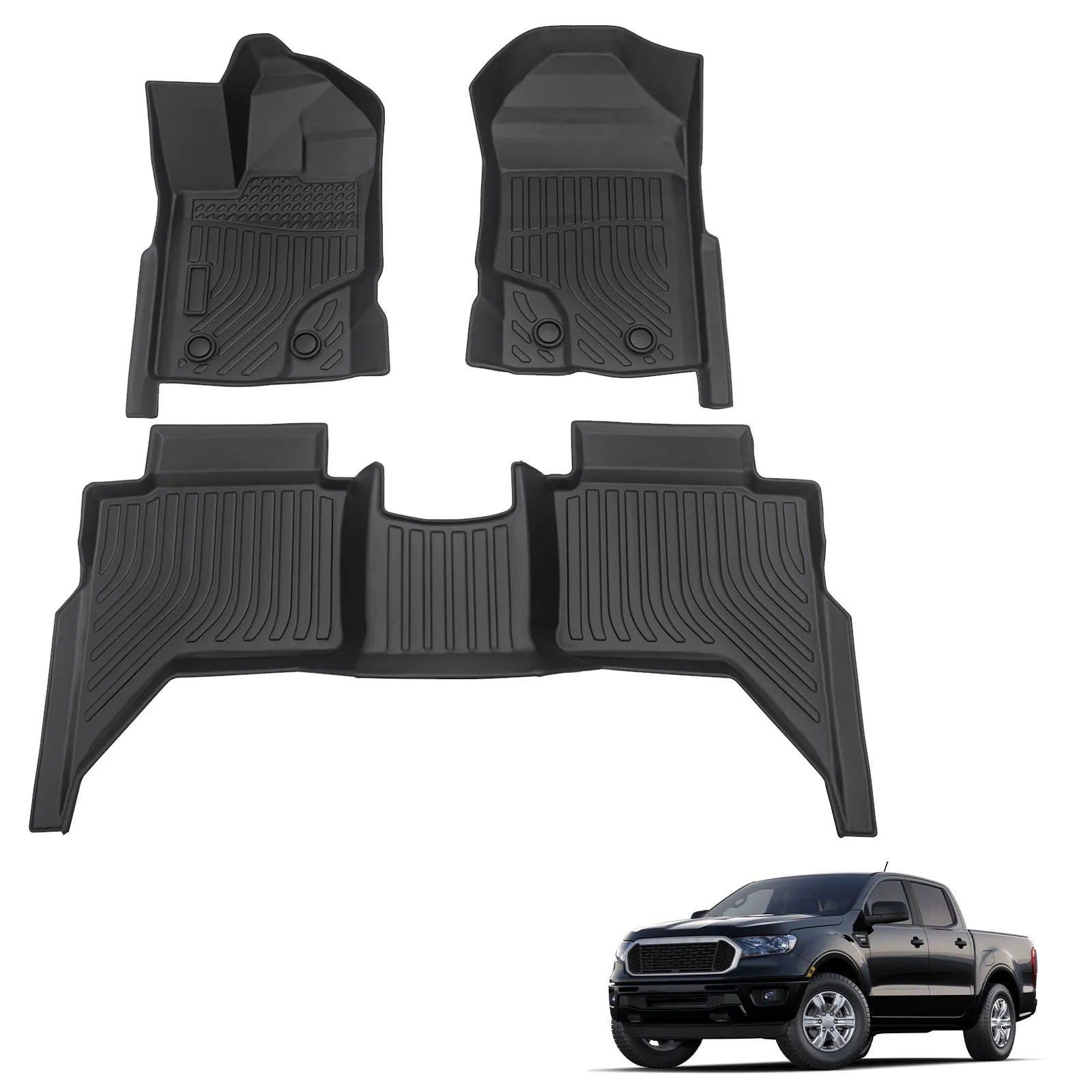 Custom TPE All-Weather Floor Mats for 2019-2023 Ford Ranger SuperCrew