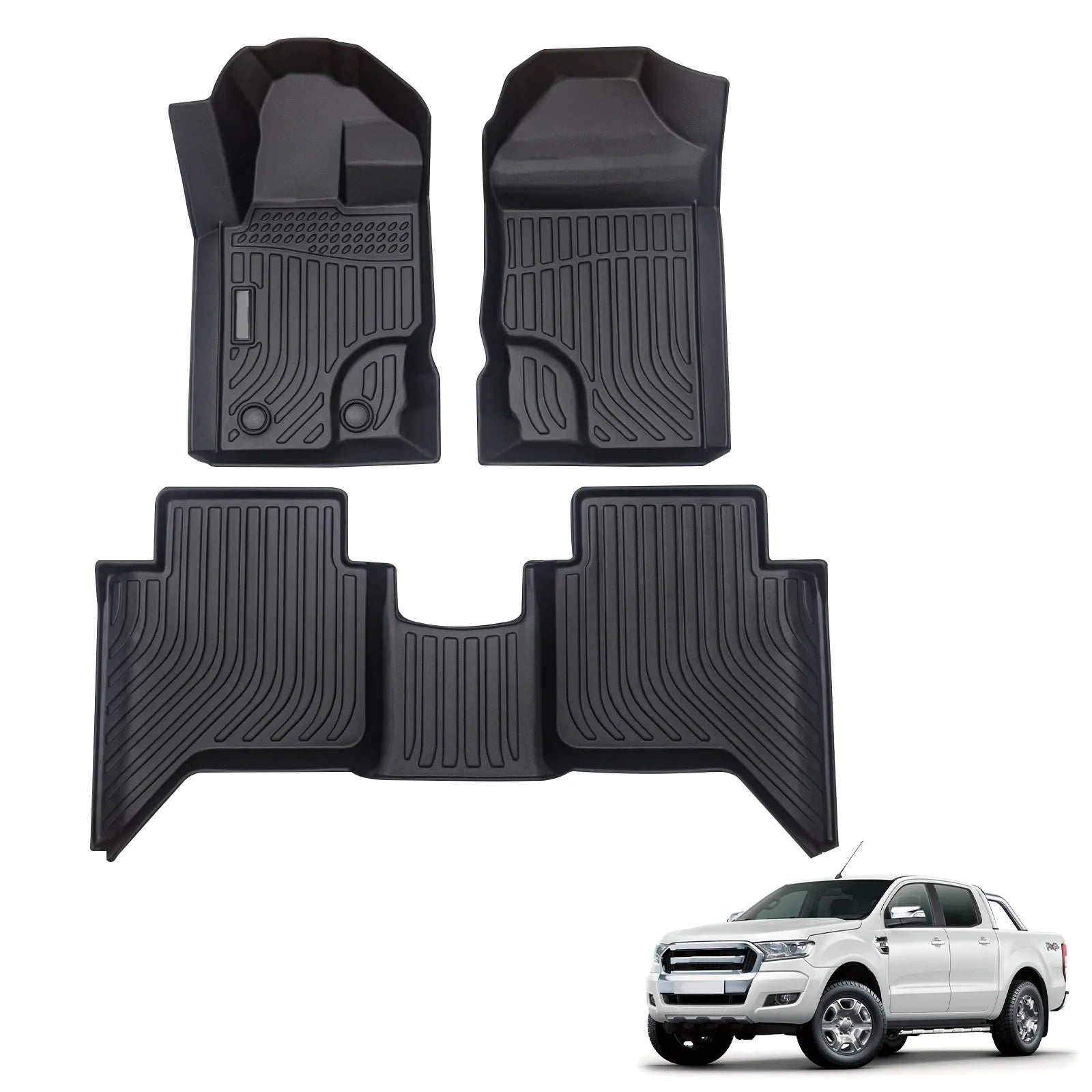 Custom TPE All-Weather Floor Mats for 2015-2021 Ford Ranger