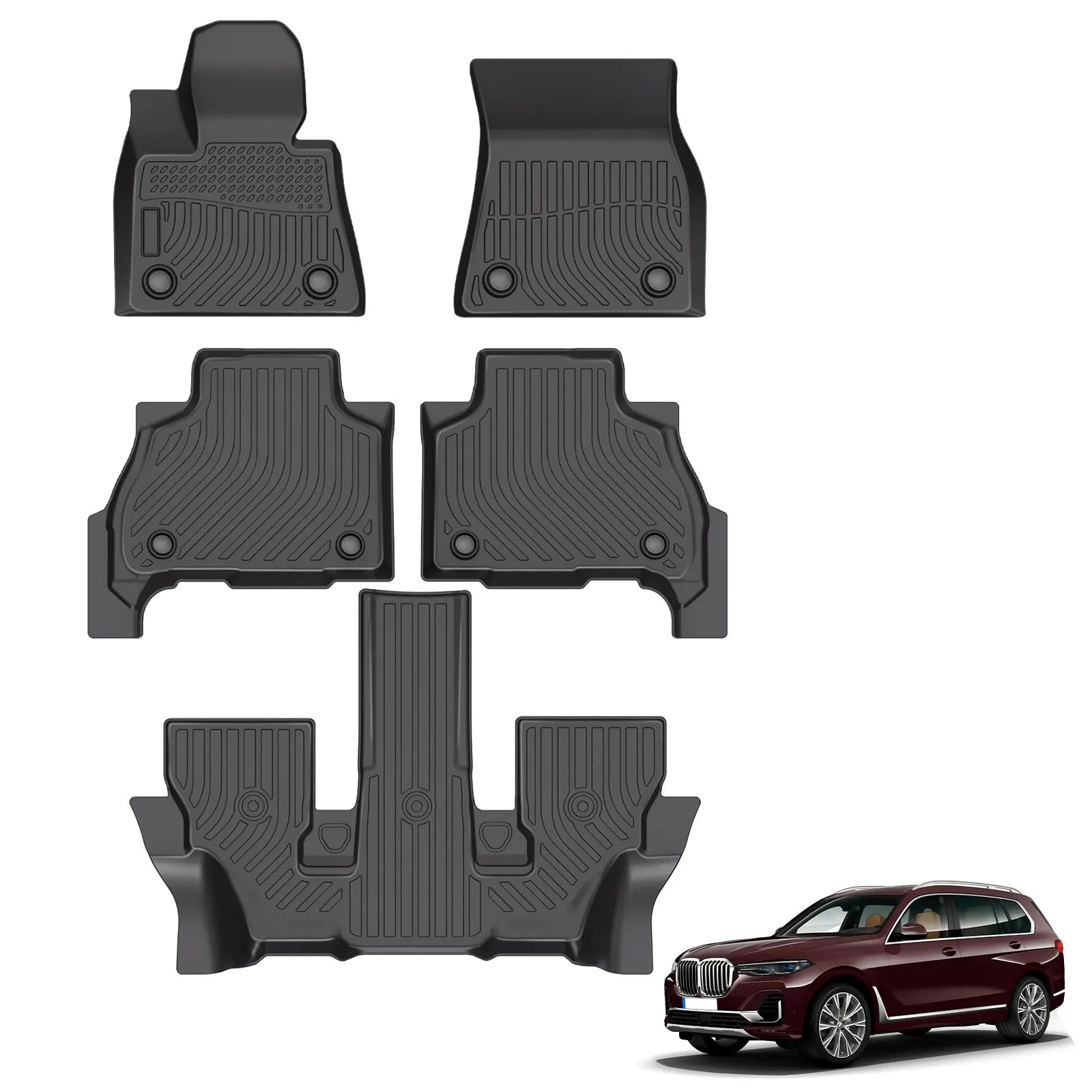 Custom TPE All-Weather Floor Mats for 2019-2024 BMW X7 (6 Seats)