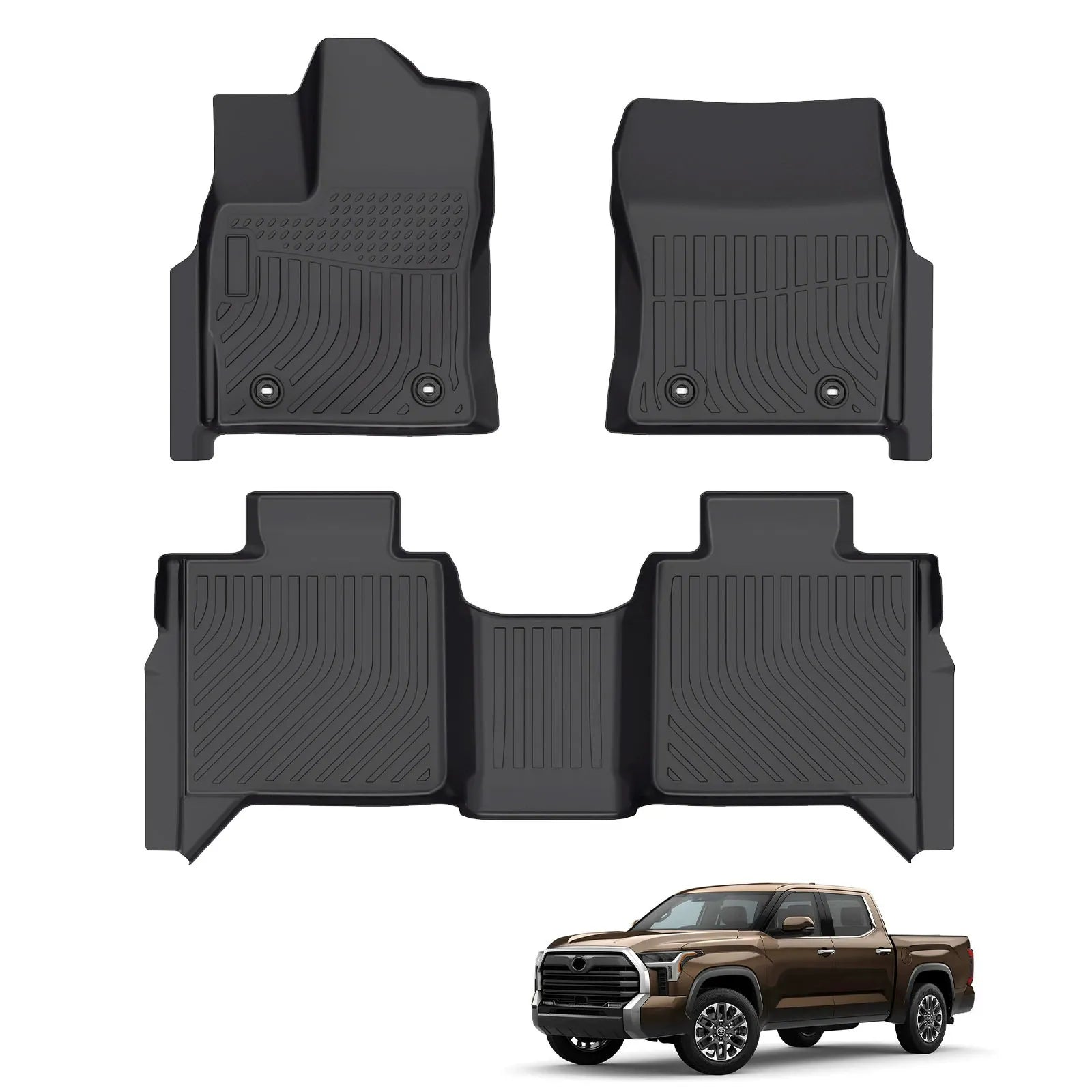 Custom TPE All-Weather Floor Mats for 2022-2025 Toyota Tundra CrewMax & Hybrid