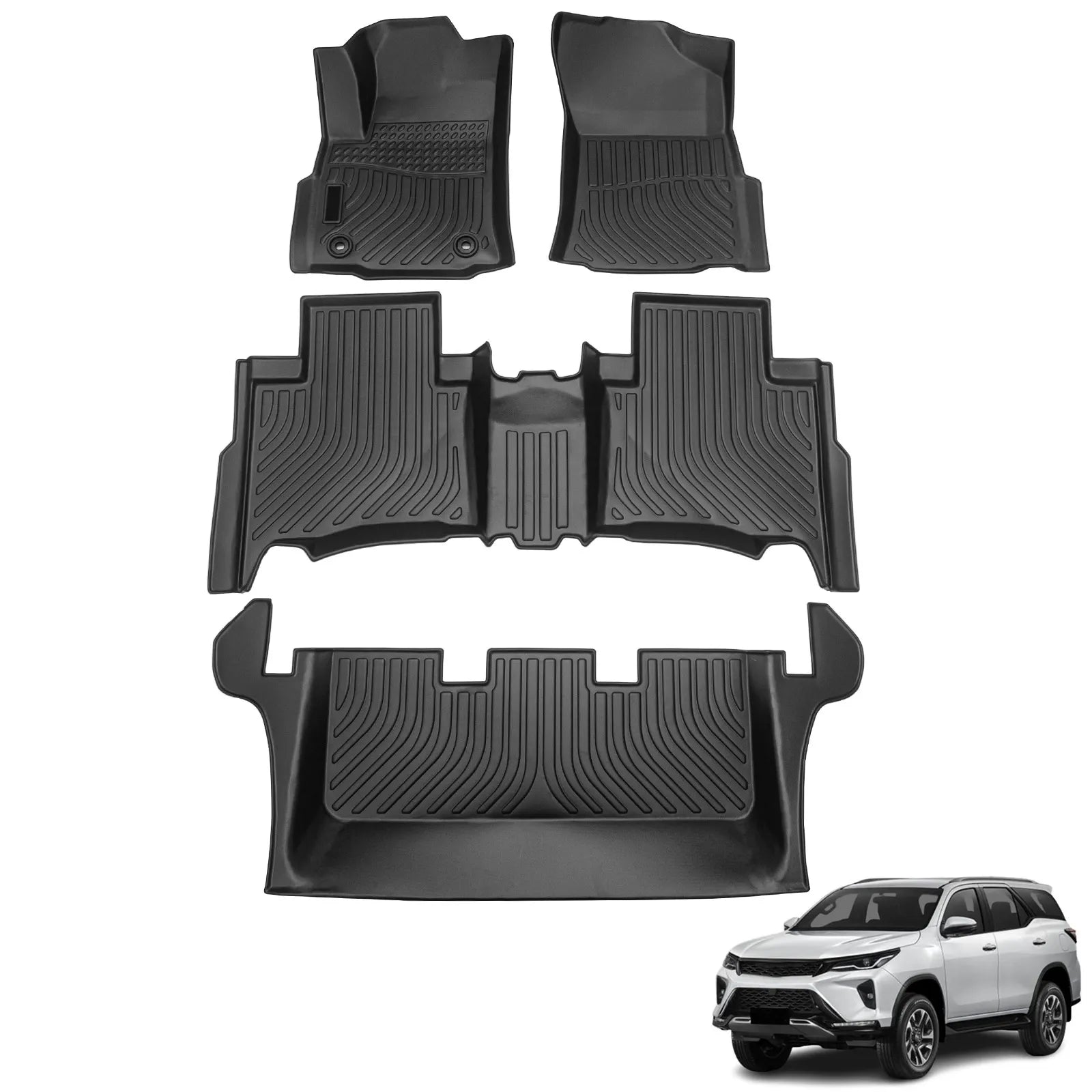 Custom TPE All-Weather Floor Mats for 2016-2024 Toyota Fortuner