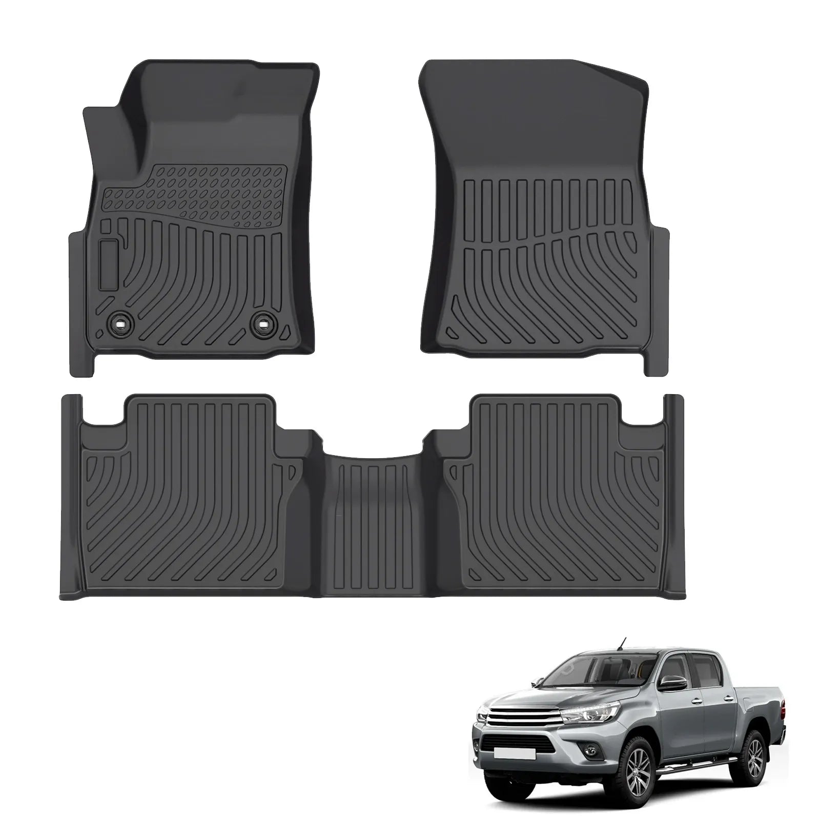 Custom TPE All-Weather Floor Mats for 2015-2025 Toyota Hilux Revo (2.5-Door)