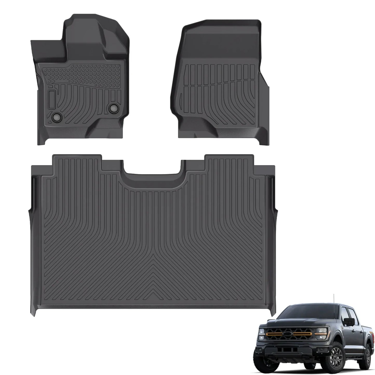 for 2015-2025 Ford F-150 Supercrew & Lighting TPE Car Floor Mats