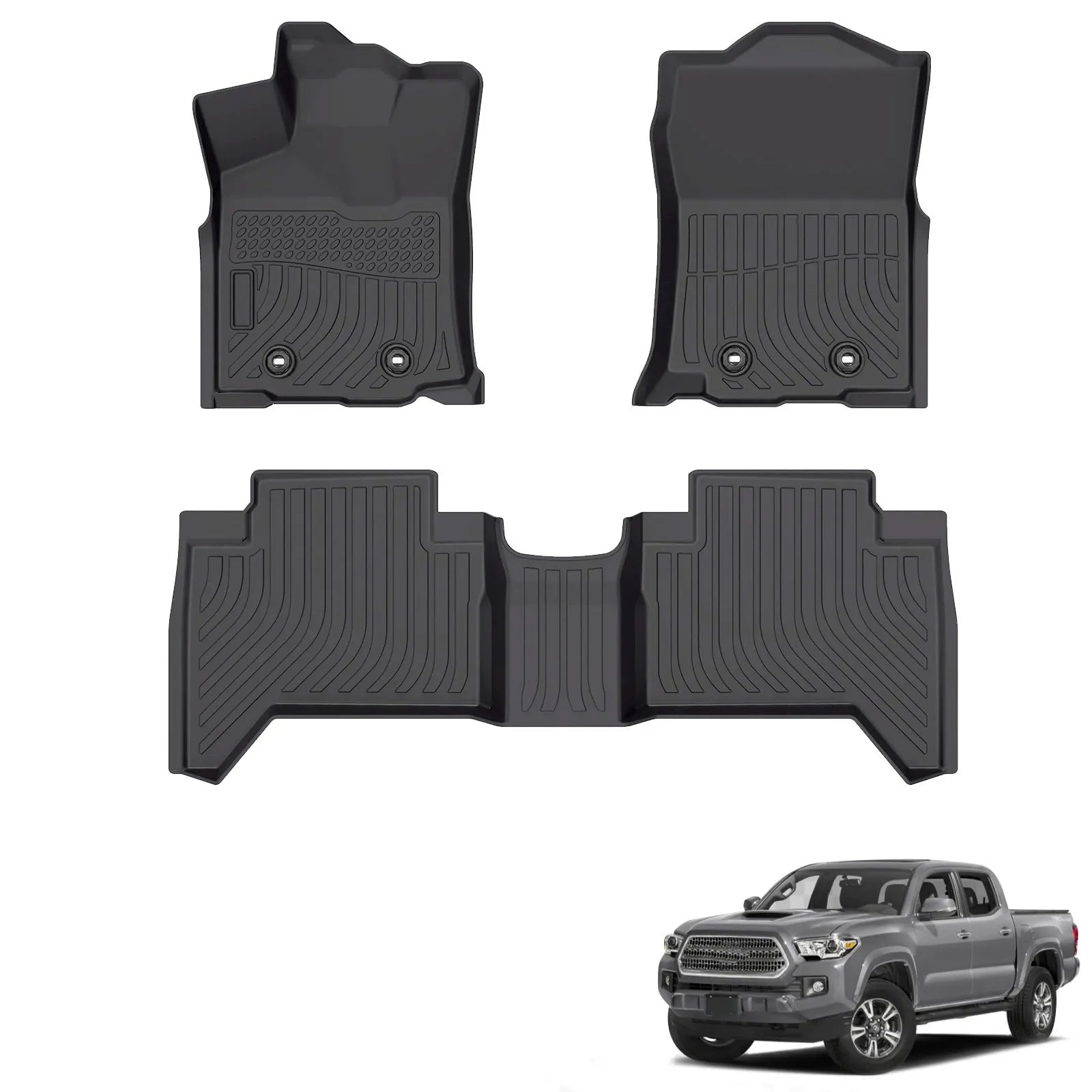 Custom TPE All-Weather Floor Mats for 2018-2023 Toyota Tacoma Double Cab