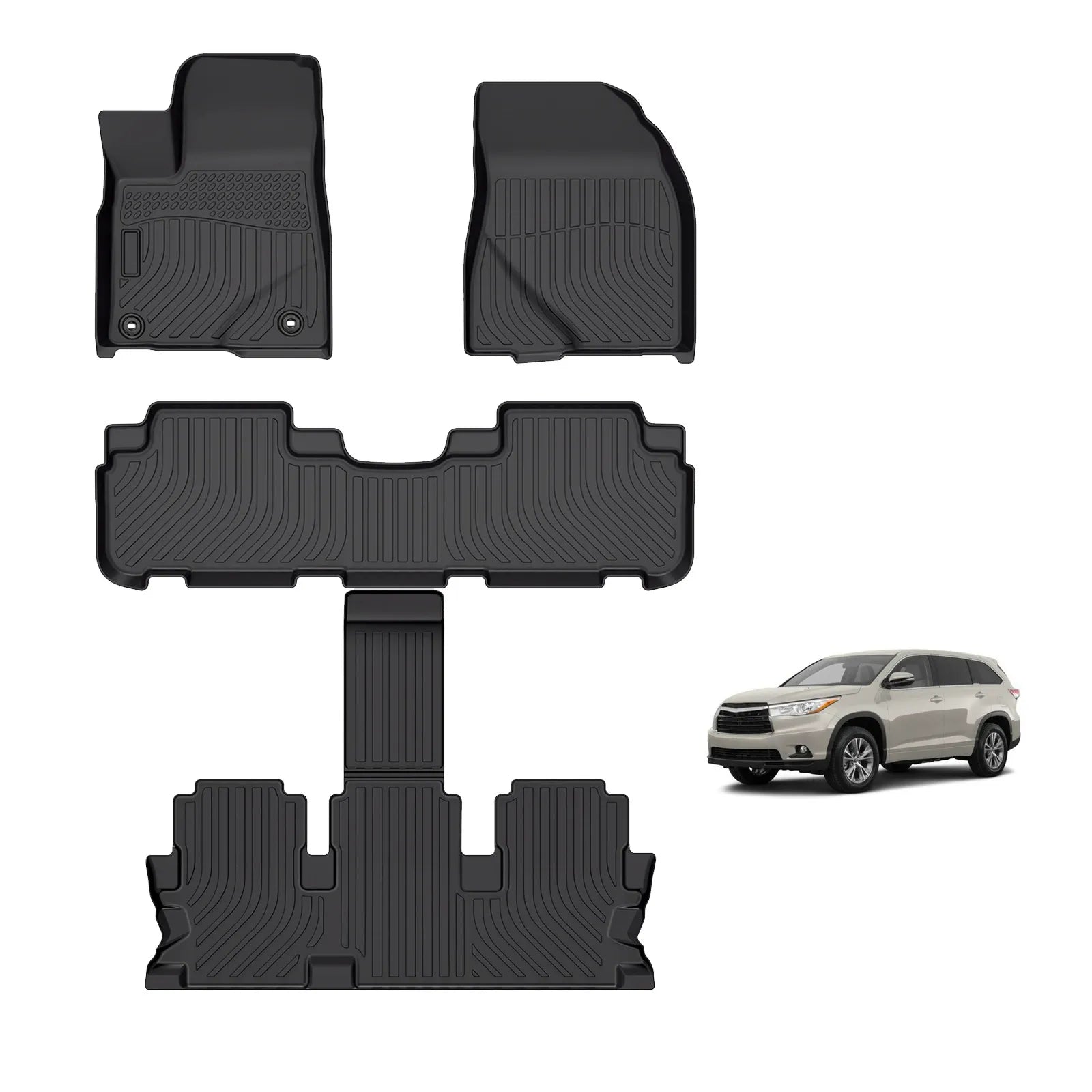 Custom TPE All-Weather Floor Mats for 2014-2019 Toyota Highlander