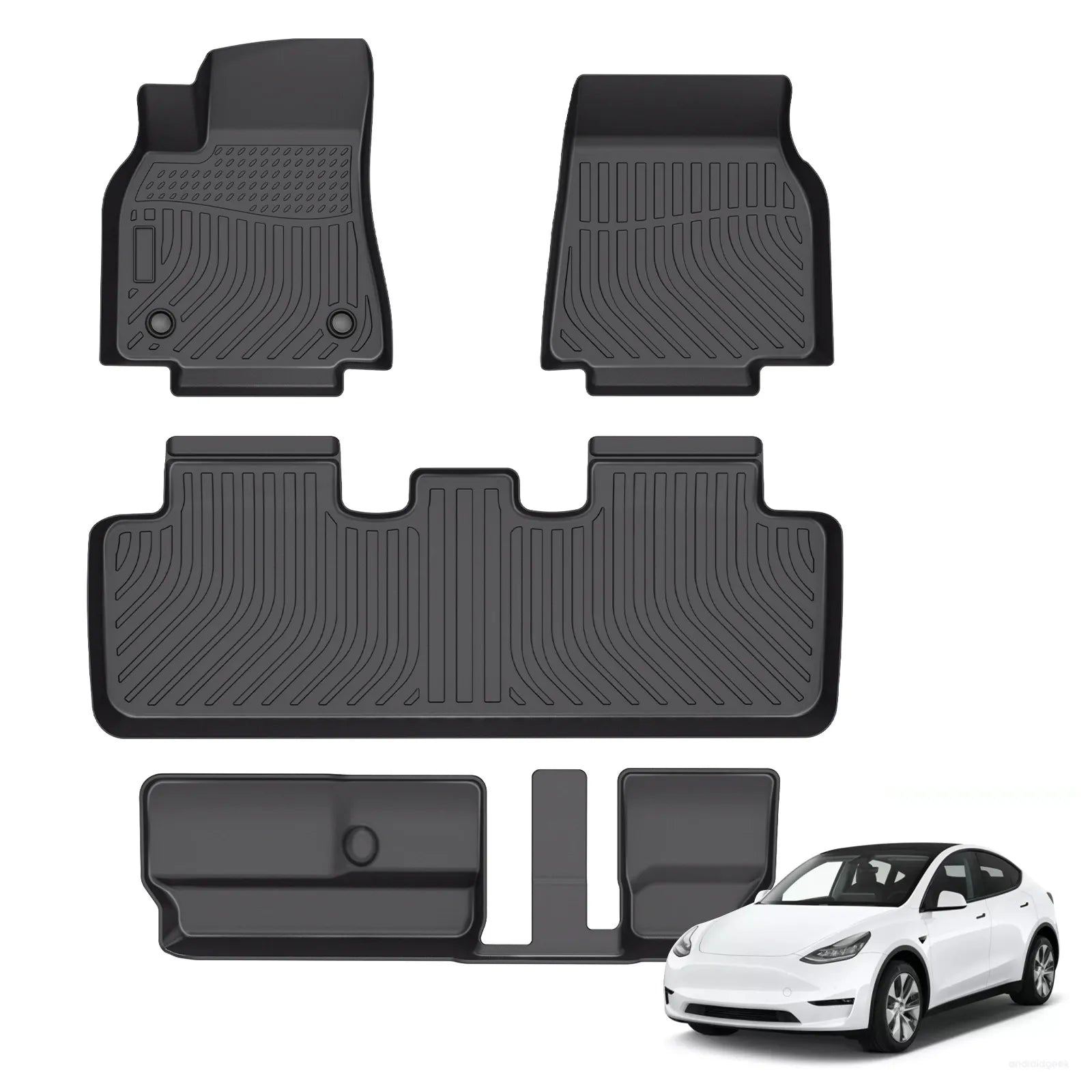 Custom TPE All-Weather Floor Mats for 2020-2024 Tesla Model Y (7 Seats)