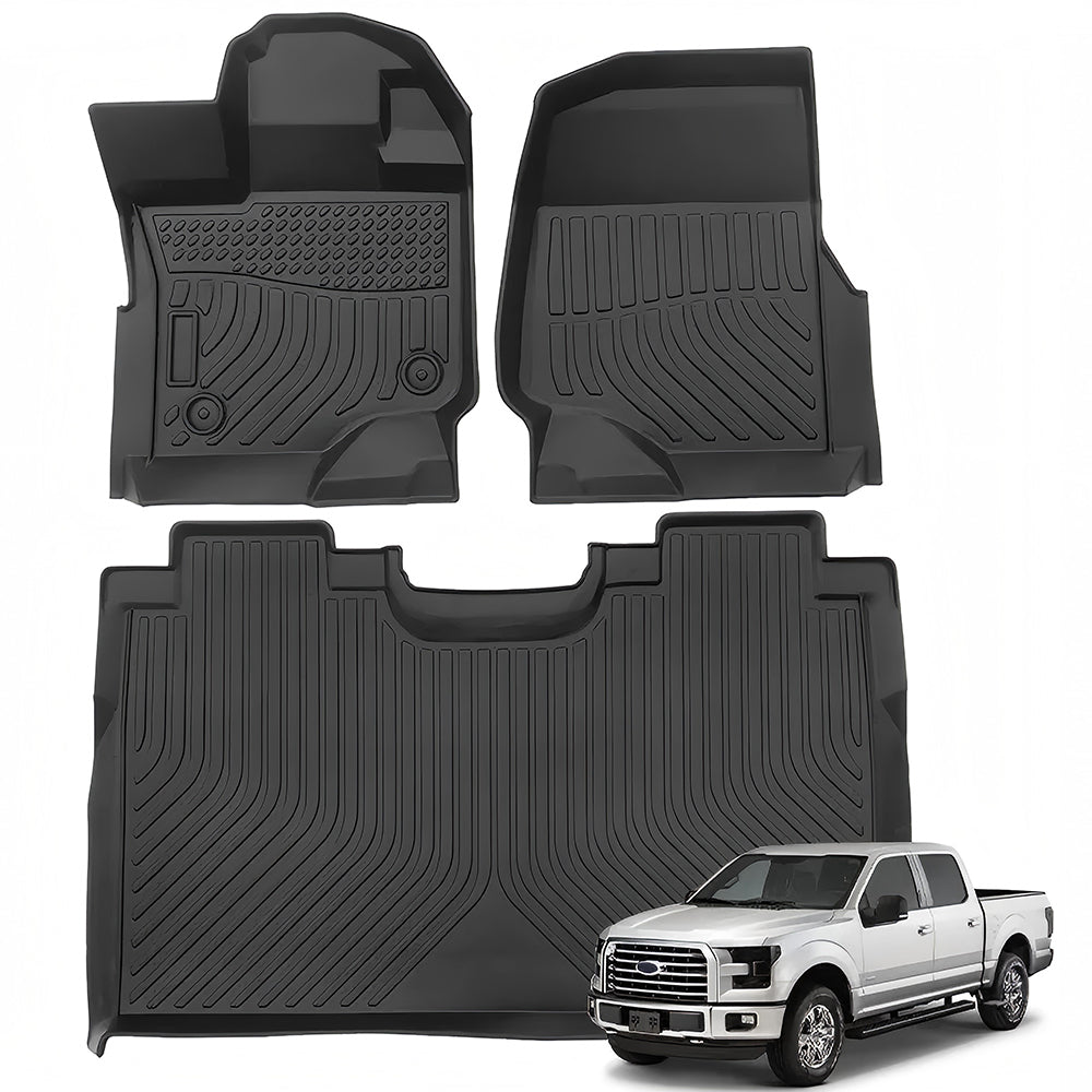 for 2015-2025 Ford F-150 Supercrew & Lighting TPE Car Floor Mats