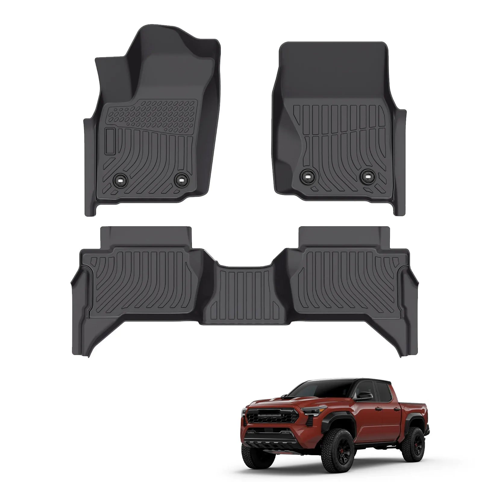 Custom TPE All-Weather Floor Mats for 2024-2025 Toyota Tacoma Double Cab (Automatic)