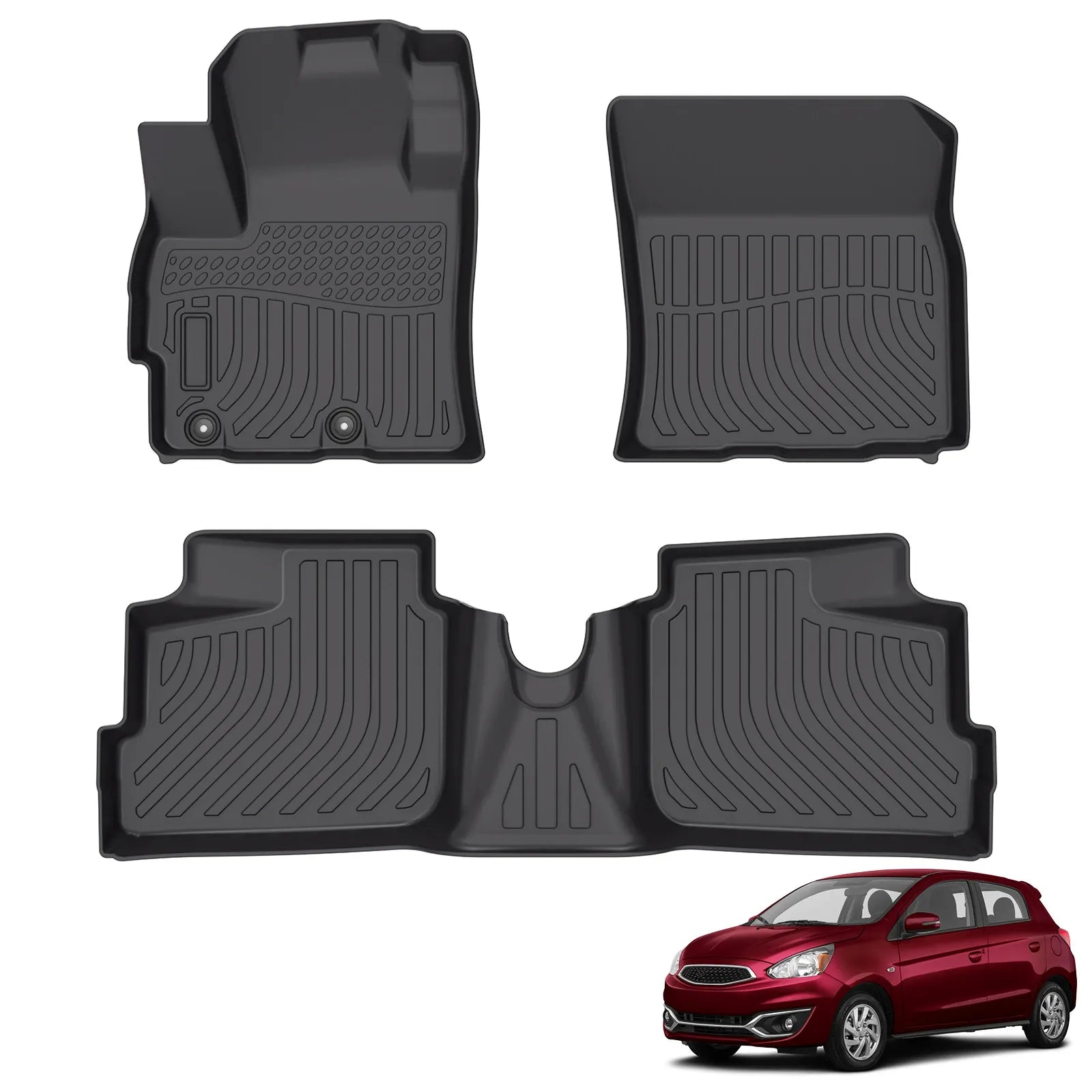 Custom TPE All-Weather Floor Mats for 2014-2019 Mitsubishi Mirage Hatchback