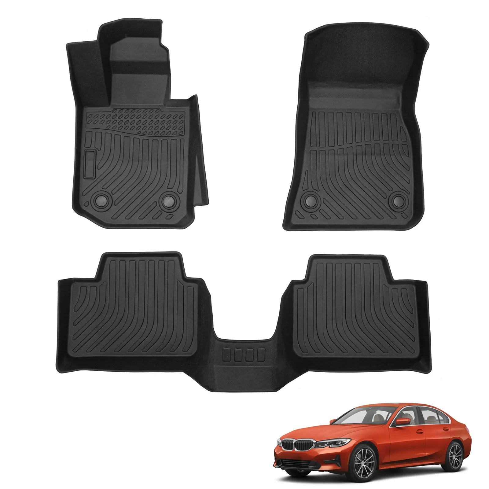 Custom-Fit All-Weather TPE Floor Mats for 2019-2023 BMW 3-Series G20 AWD