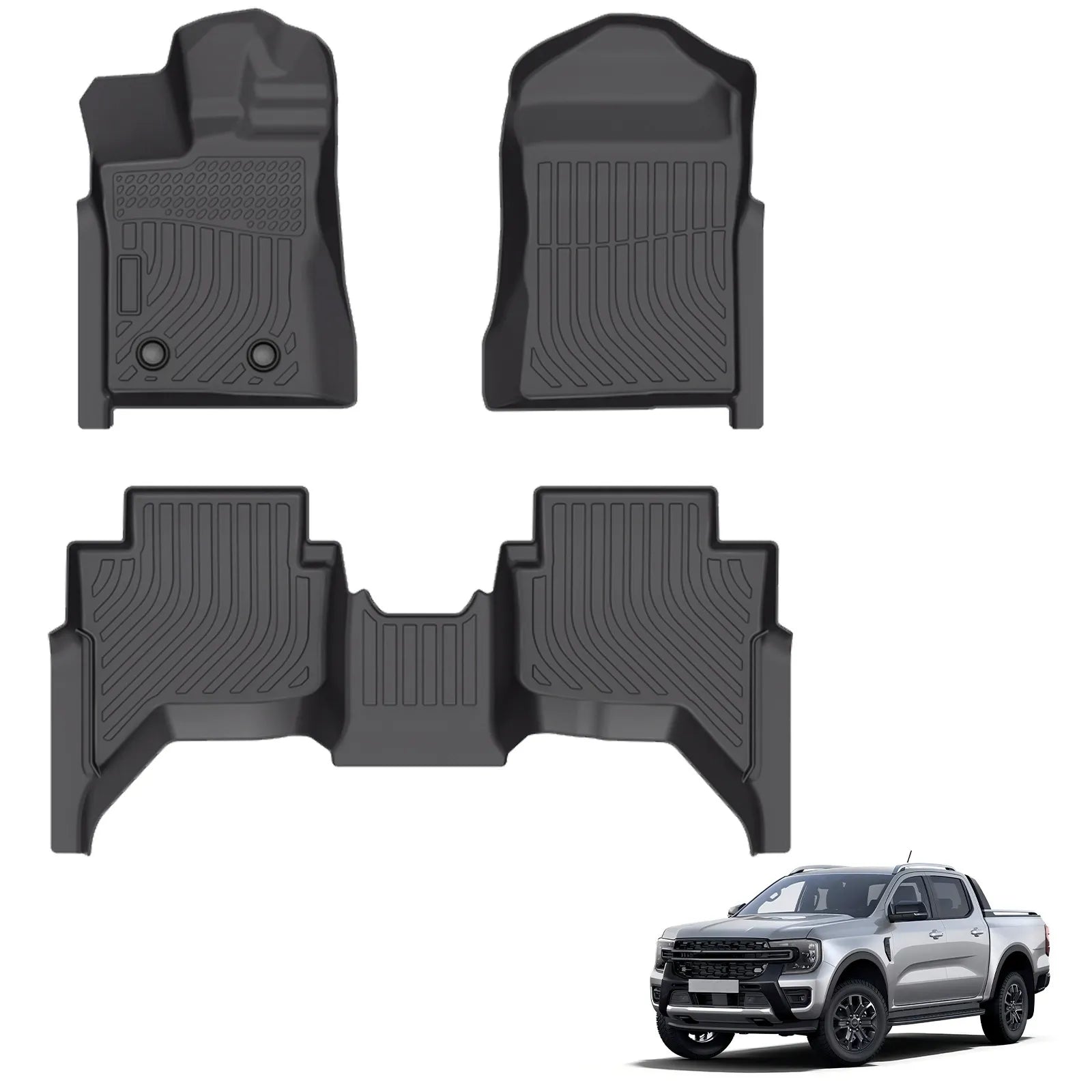 Custom TPE All-Weather Floor Mats for 2024-2025 Ford Ranger SuperCrew