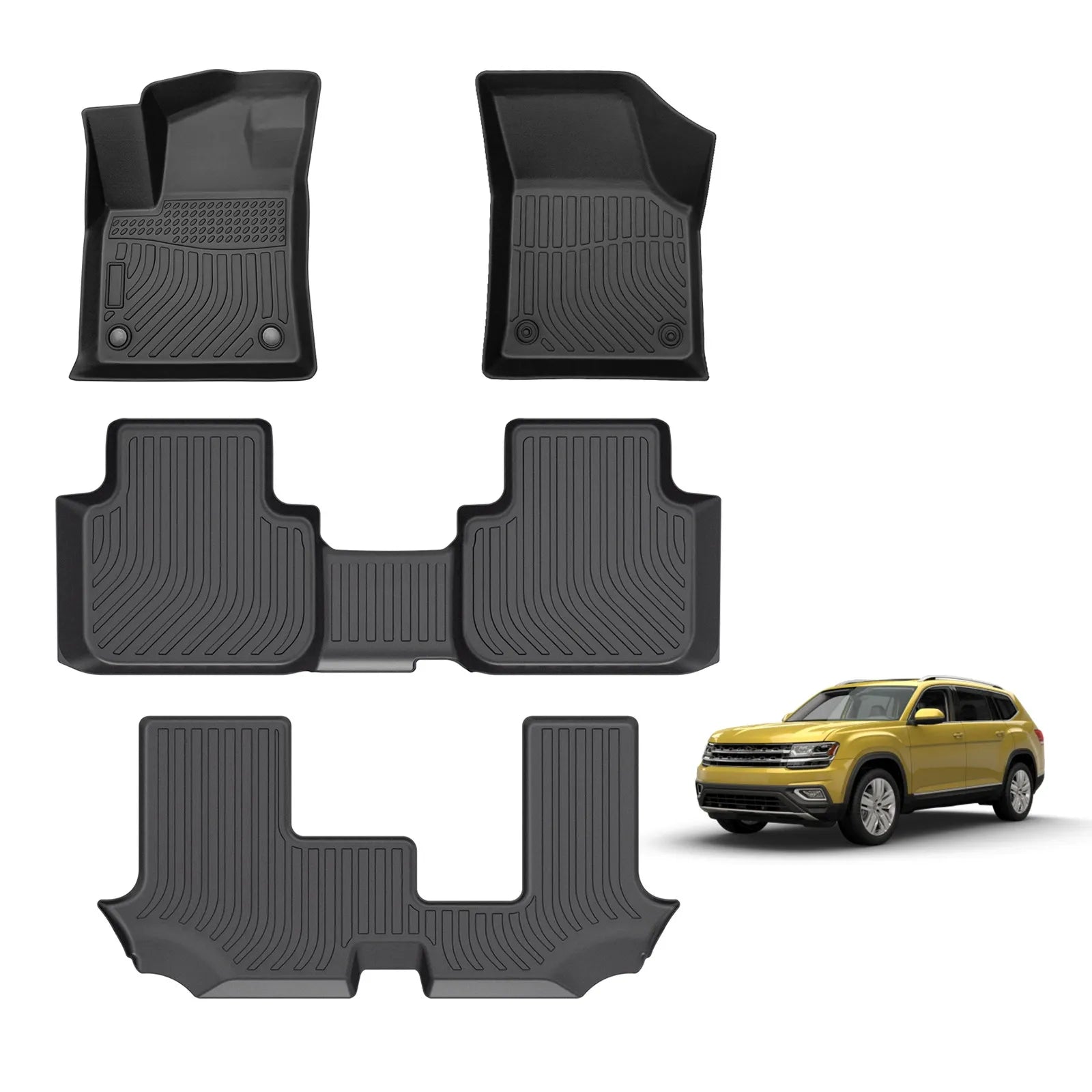 Custom TPE All-Weather Floor Mats for 2018-2024 Volkswagen Atlas