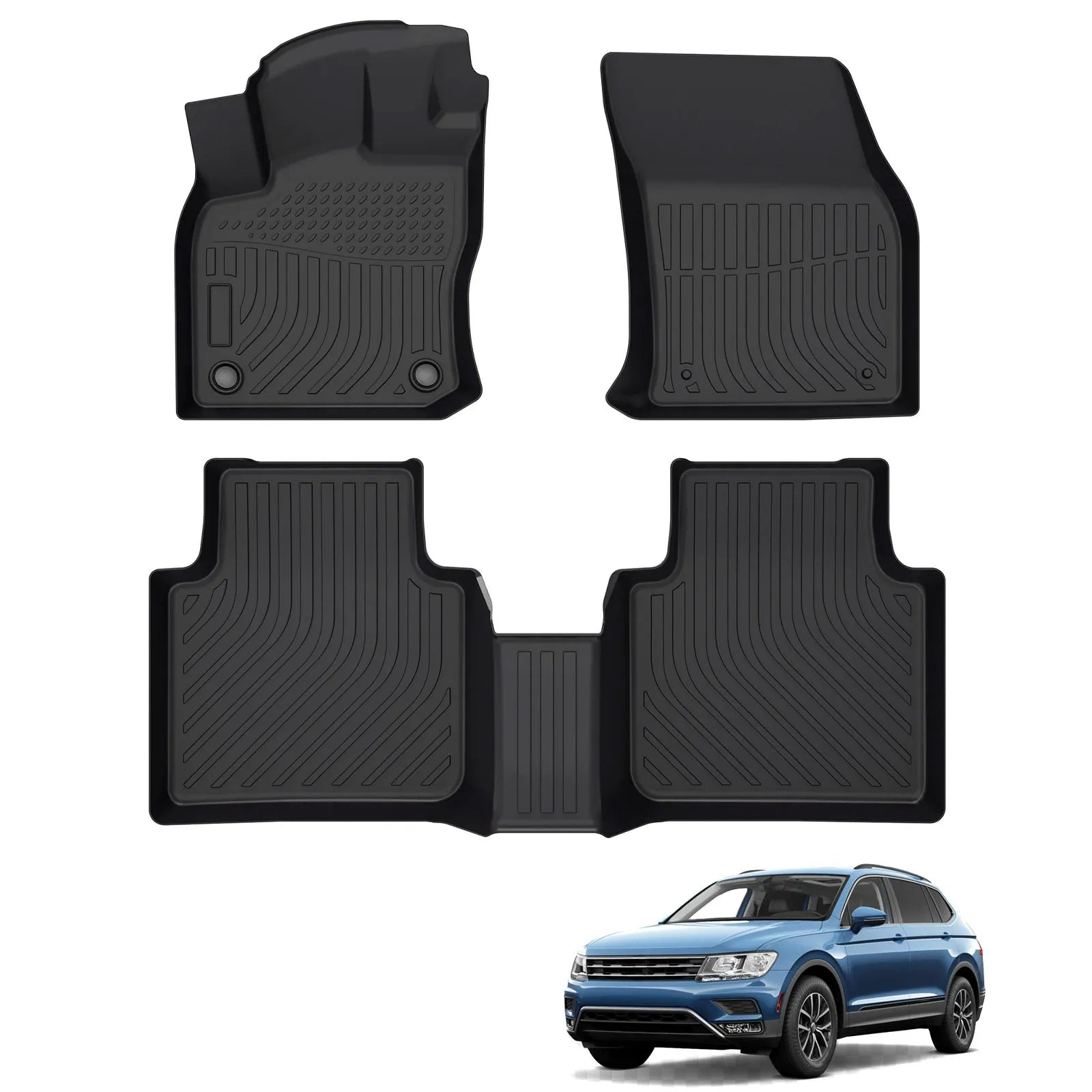 Custom TPE All-Weather Floor Mats for 2018-2024 Volkswagen Tiguan (5 Seats)