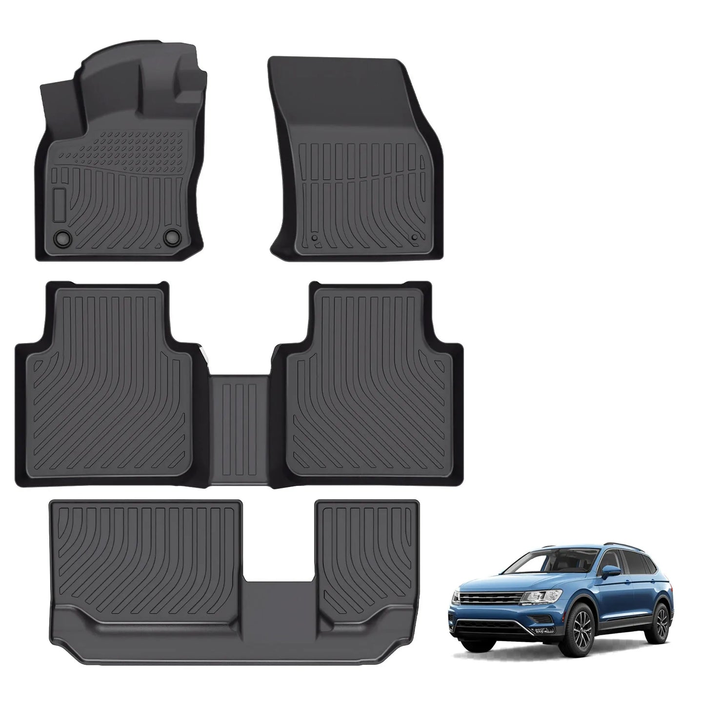 for 2018-2024 Volkswagen Tiguan 7 Seats TPE Car Floor Mats