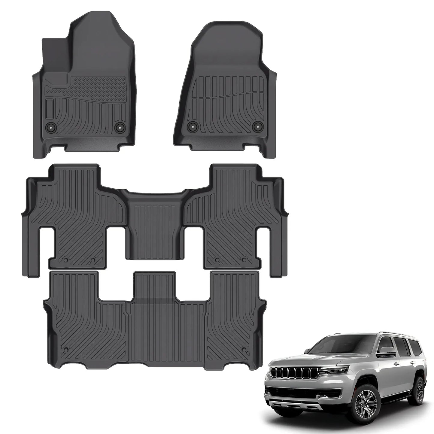 for 2022-2025 Jeep Wagoneer 8 Seater & 8 L Seater TPE Car Floor Mats
