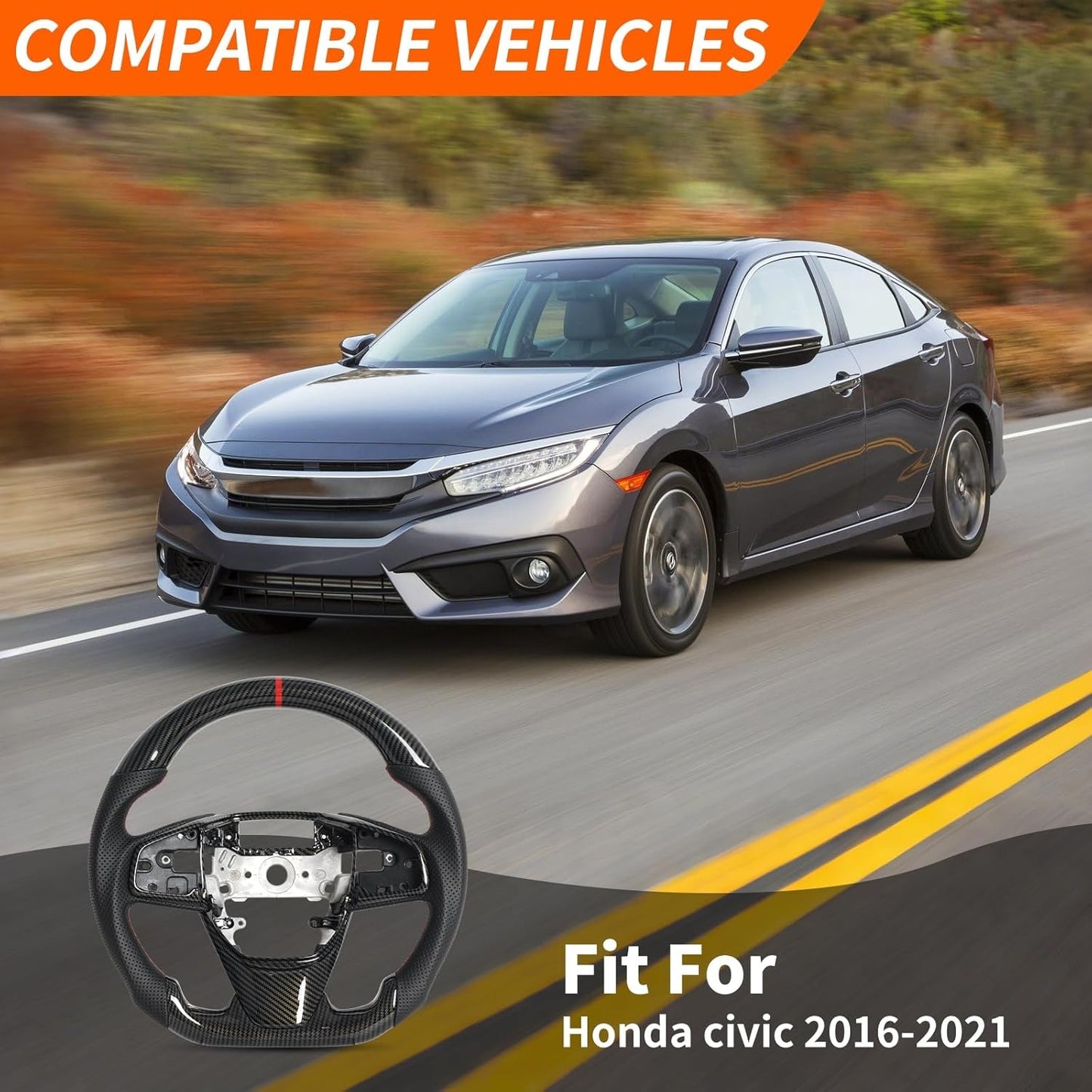 Steering Wheel for 2016-2021 Honda Civic Gen 10th Sedan/Type R FK8