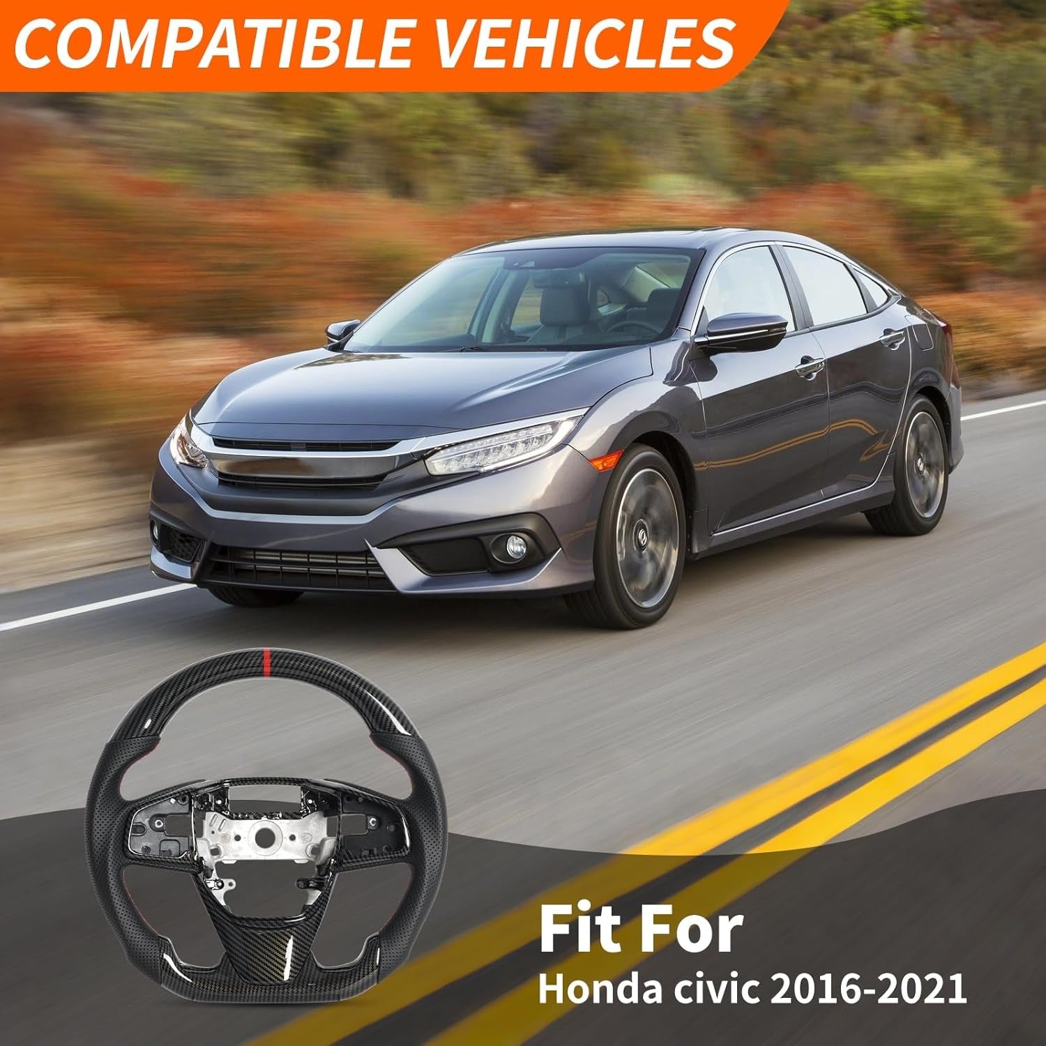 Steering Wheel for 2016-2021 Honda Civic Gen 10th Sedan/Type R FK8