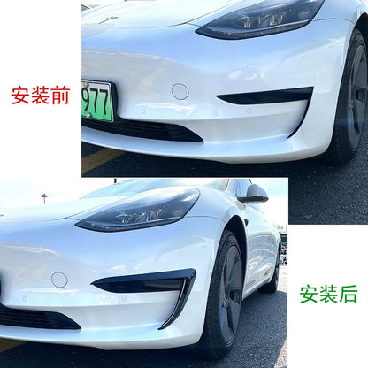 Front Bumper Canard/Splitter Decal – Exterior Modification for 2017+ Tesla Model 3