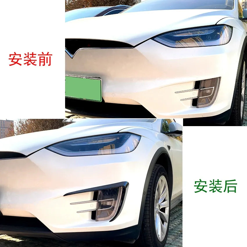 2015-2020 Tesla Model X Front Bumper Canards & Fog Light Trim Decals