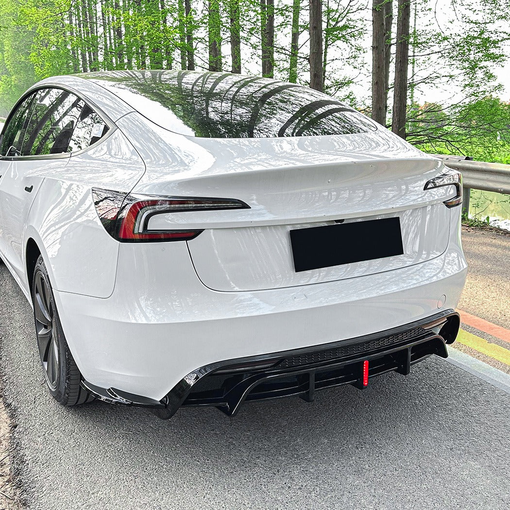 2024+ Tesla Model 3 Rear Diffuser with Integrated Light & Blade-Style Spoiler