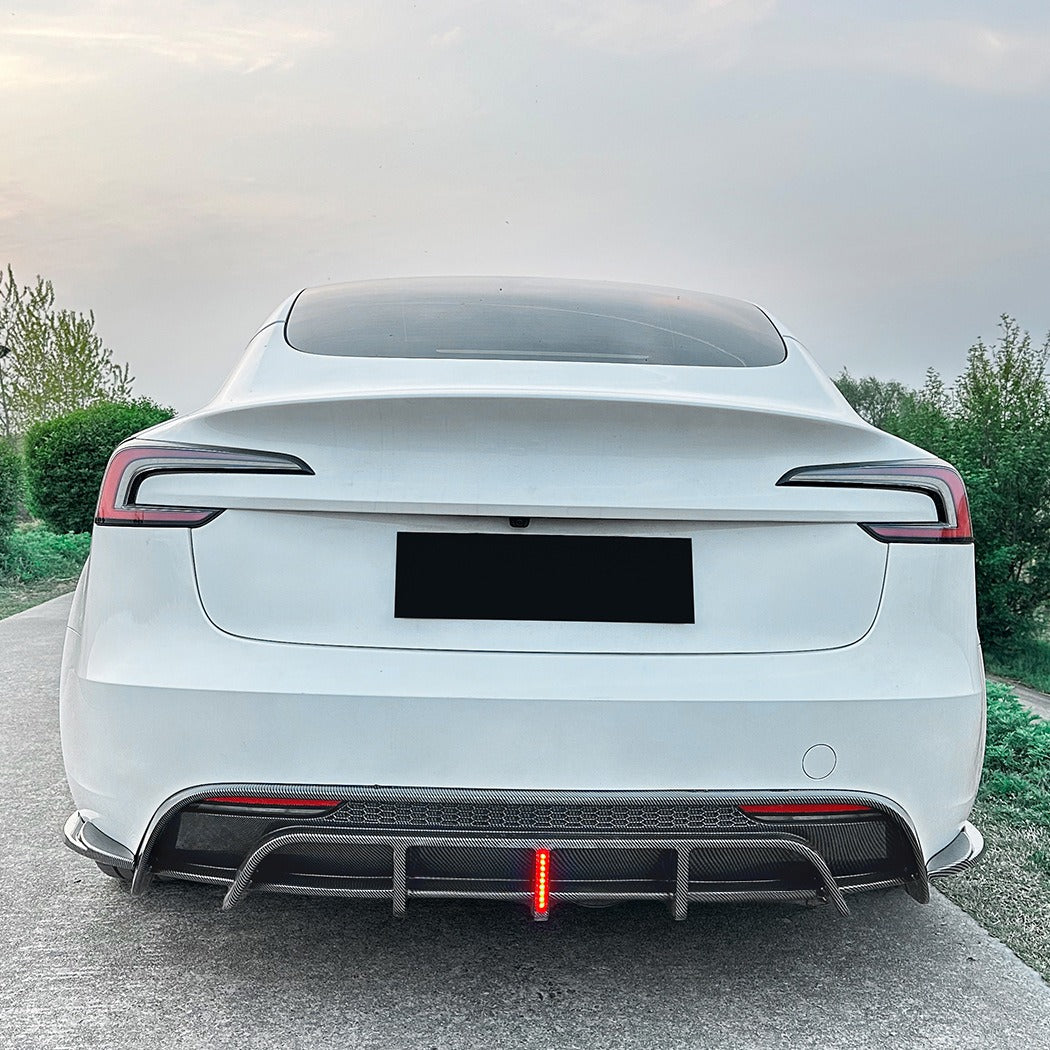 2024+ Tesla Model 3 Rear Diffuser with Integrated Light & Blade-Style Spoiler