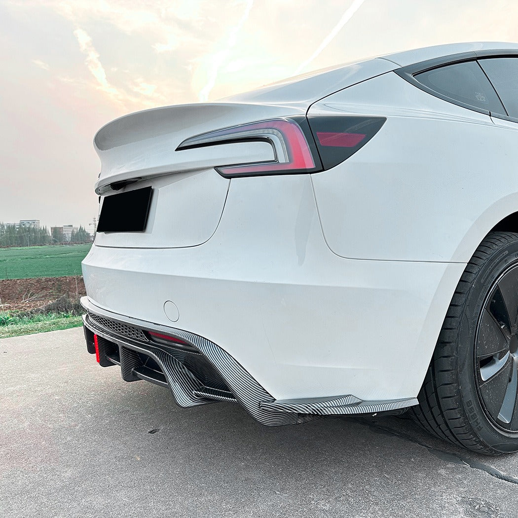 2024+ Tesla Model 3 Rear Diffuser with Integrated Light & Blade-Style Spoiler