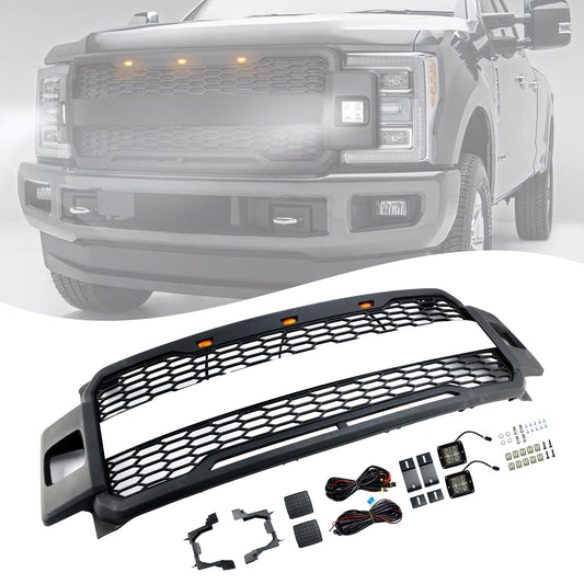 Front Bumper Grill Grille Fit 2017-2019 Ford F-250 F-350 F-450 Raptor Style