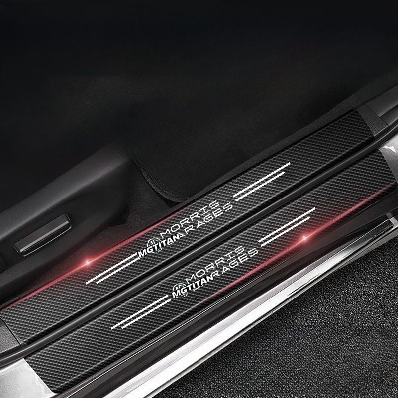 Vinyl Car Door Sill and Rear Bumper Protectors, Carbon-Fiber Texture