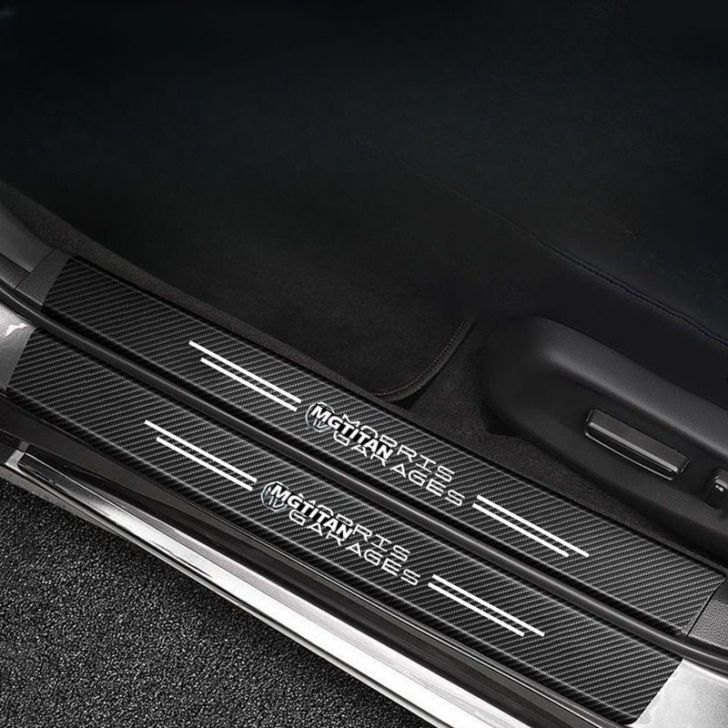 Vinyl Car Door Sill and Rear Bumper Protectors, Carbon-Fiber Texture