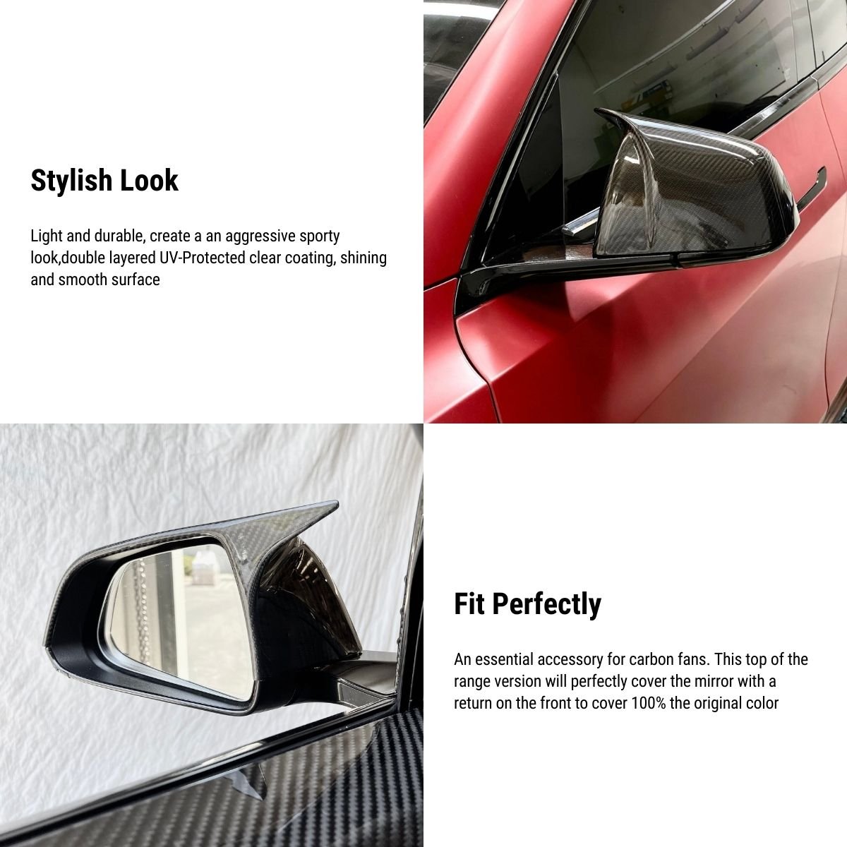 TESERY Mirror Cap for Tesla Model 3 / Y ( Sporty Style ) - Carbon Fiber Exterior Mods - Tesery Official Store