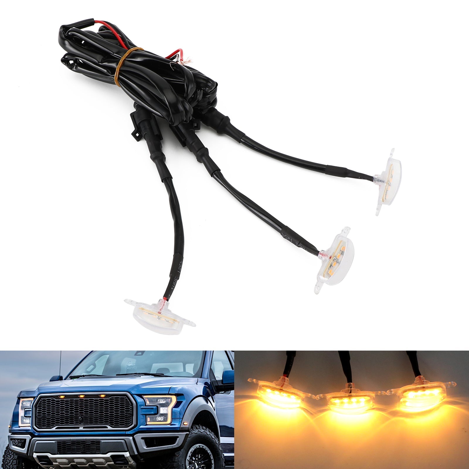 LED Lamp F-150 Ford Raptor Front Grille 3pcs Running Light