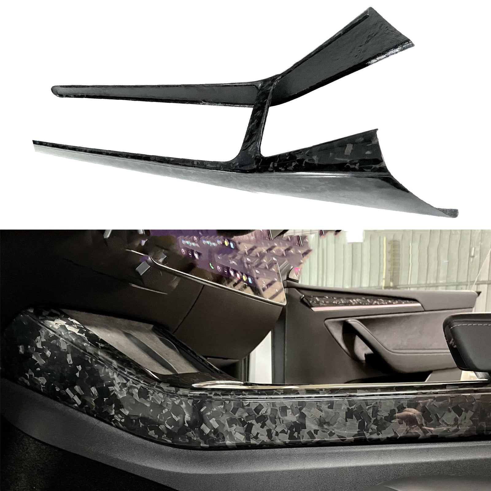 Real Dry Carbon Fiber Center Console Trim Panel for Tesla Model Y 2021 - 2024 - Tesery Official Store
