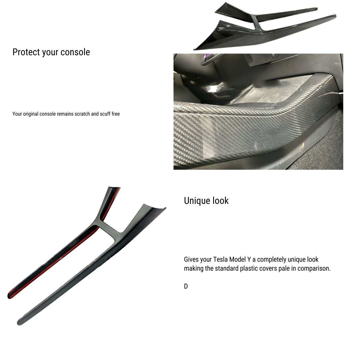 Real Dry Carbon Fiber Center Console Trim Panel for Tesla Model Y 2021 - 2024 - Tesery Official Store