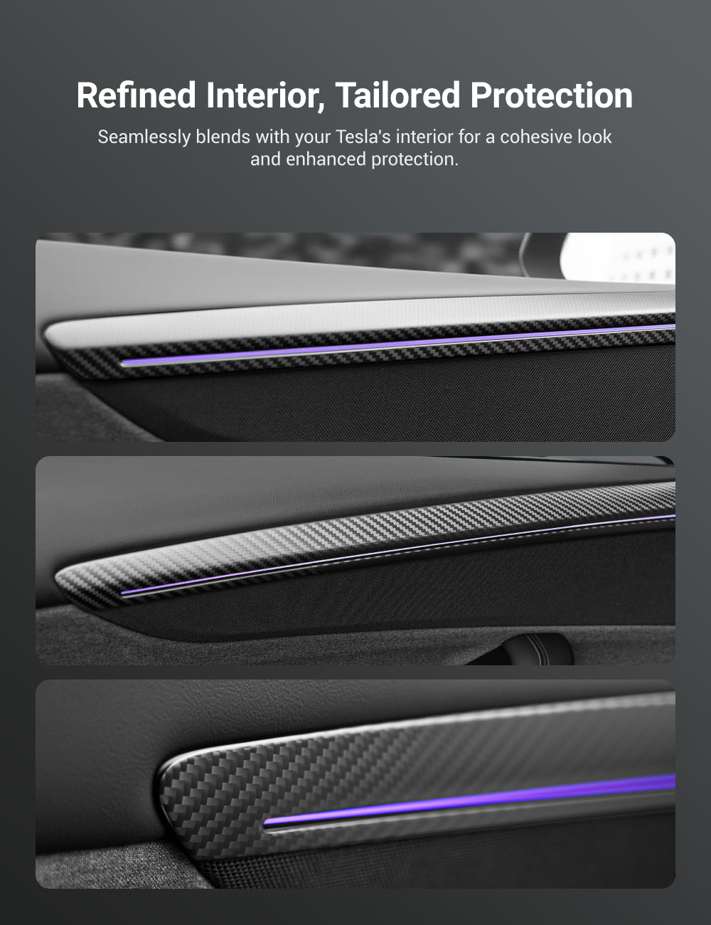 TESERY Dry Carbon Fiber Door Trim Cover for Tesla Model Y Juniper - Tesery Official Store