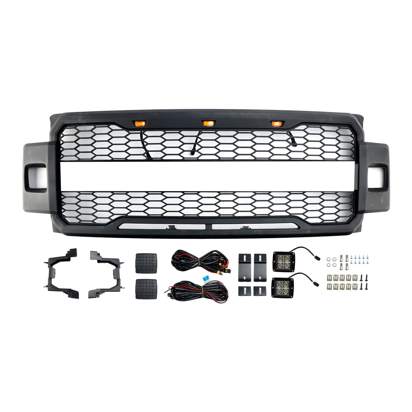 Front Bumper Grill Grille Fit 2017-2019 Ford F-250 F-350 F-450 Raptor Style