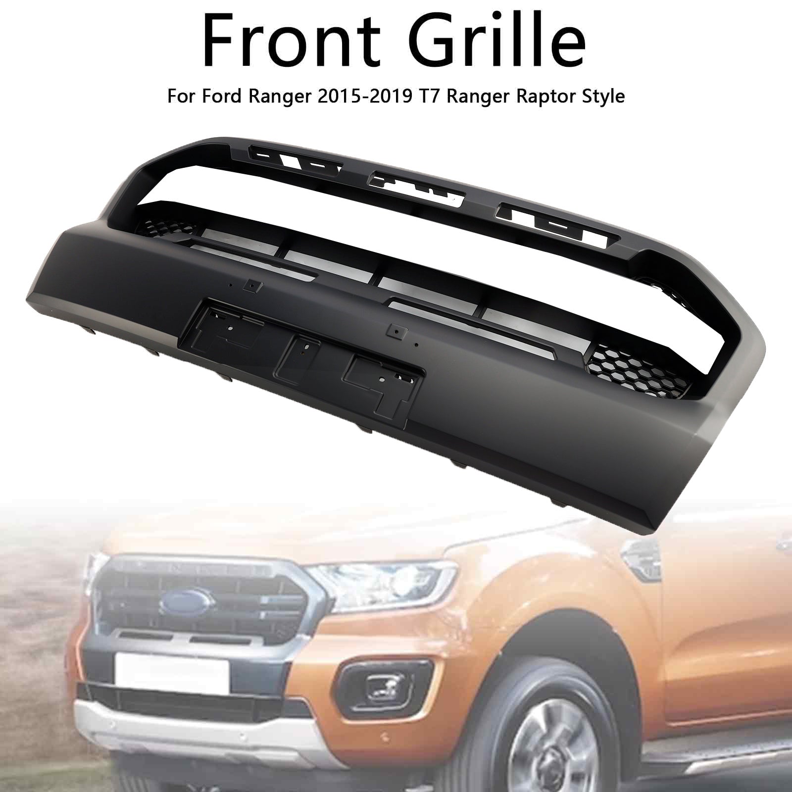 Matt Black Ranger Raptor Style Front Bumper Grille Fit Ford Ranger 2019-2023 T8